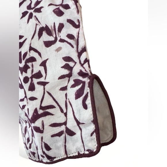 Anokhi Wrap Top Jacket Sz XS Lightweight Cotton Boho Natural Ivory Brown Floral - Picture 7 of 10